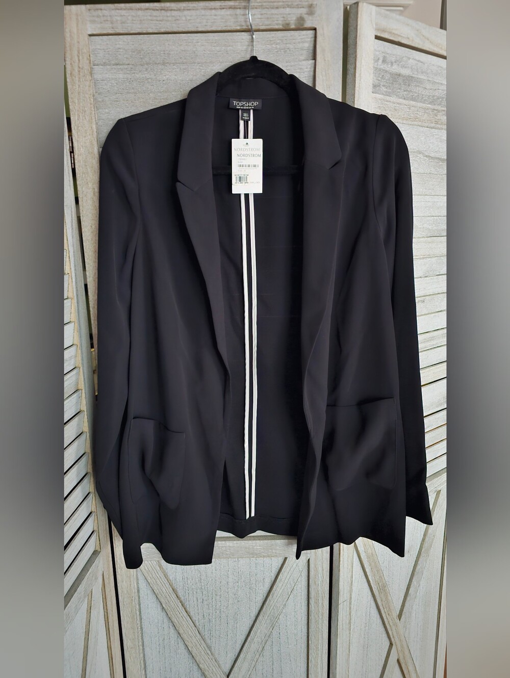 Topshop Black Open-Front Draped Blazer